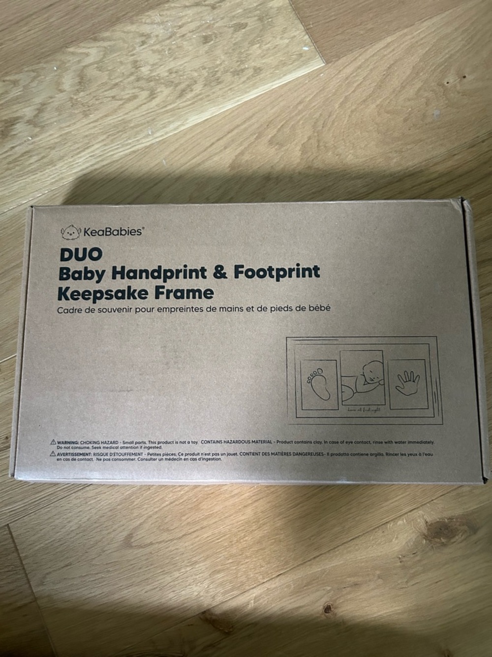 KeaBabies Duo Baby Handprint & Footprint Keepsake Frame - Natural Brown